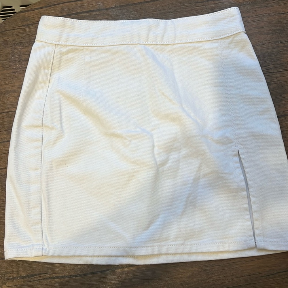 White denim miniskirt